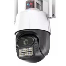 Titan 360' 5MP WiFi PTZ kültéri biztonsági kamera – iCSee, éjjellátás, mozgáskövetés, IP66 - fehér-fekete