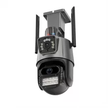 Titan 360' 8MP 4K WiFi PTZ kültéri biztonsági kamera – iCSee, éjjellátás, mozgáskövetés, IP66- szürke-fekete