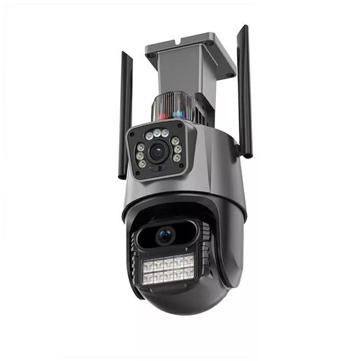 Titan 360' 8MP 4K WiFi PTZ kültéri biztonsági kamera – iCSee, éjjellátás, mozgáskövetés, IP66- szürke-fekete