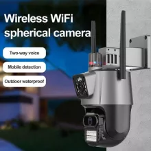 Titan 360' 8MP 4K WiFi PTZ kültéri biztonsági kamera – iCSee, éjjellátás, mozgáskövetés, IP66- szürke-fekete