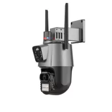 Titan 360' 8MP 4K WiFi PTZ kültéri biztonsági kamera – iCSee, éjjellátás, mozgáskövetés, IP66- szürke-fekete