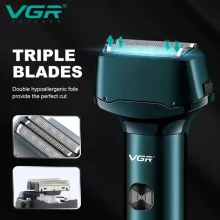 VGR V-371 Elektromos borotva férfiaknak – Kihajtható trimmelővel, vezeték nélküli, IPX5 vízálló, nedves és száraz borotválkozáshoz