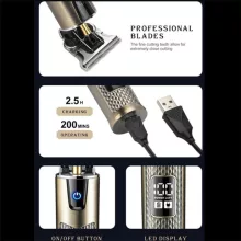 VGR V-983 Professzionális zezeték nélküli hajvágó és kontúrvágó – T-pengével, 0 mm vágás, 1500 mAh akkumulátor, 200 perc üzemidő