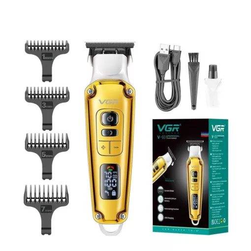 VGR V-931 Professzionális hajvágó digitális kijelzővel, 5500–7000RPM, 240 perc üzemidő, 1600mAh akkumulátor