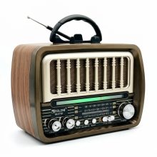 Golon RX-075D Retro USB rádió – napelemes újratölthető, fa hatású kivitelben