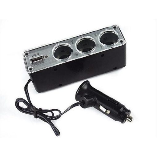 Autós szivargyujtó elosztó + USB Holm0037