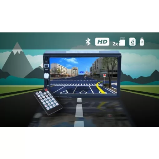 Magyar menüs, 2Din-es autórádió 7 colos,multimédiás rendszer , mp5 4*45W Ingyen szállítással