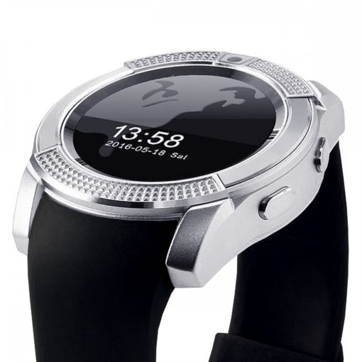 V8 Android, IOS okosóra  - Sim foglalattal, sport funkcióval, Ezüst-Fekete!