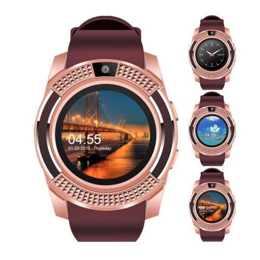 Bass V8 okos óra arany barna -Sport funkció,sim foglalat,kamera, android és ios telefonokra egyaránt.