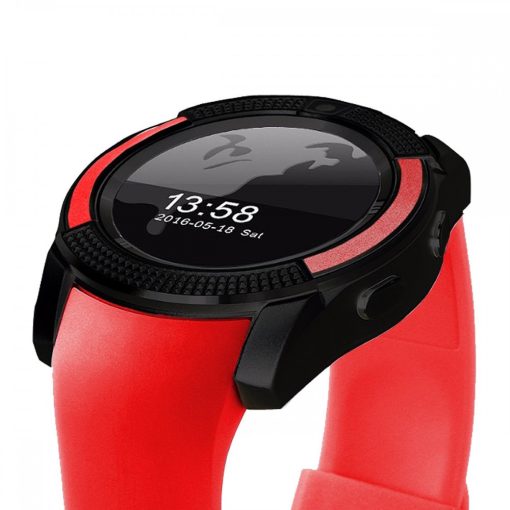 Bass V8 okos óra piros -Sport funkció,sim foglalat,kamera, android és ios telefonokra egyaránt.