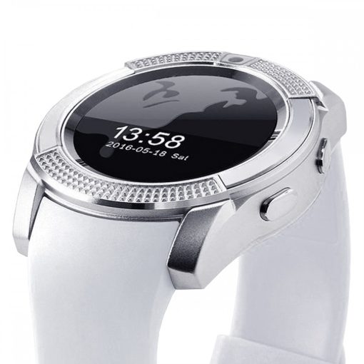 Bass V8 okos óra fehér - Sport funkció,sim foglalat,kamera, android és ios telefonokra egyaránt.