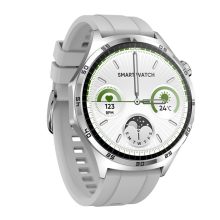 Laxasfit GT4 Pro ezüst okosóra - szürke szilikon szíjjal magyar menüvel