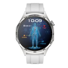 Laxasfit GT4 Pro ezüst okosóra - szürke szilikon szíjjal magyar menüvel