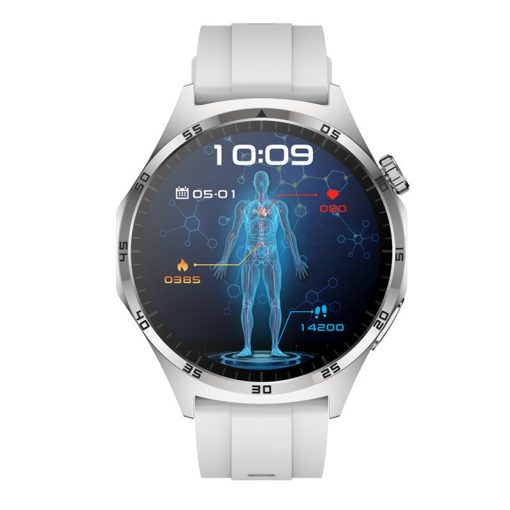 Laxasfit GT4 Pro ezüst okosóra - szürke szilikon szíjjal magyar menüvel