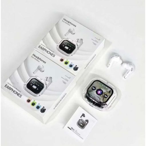 AirMaximo – Fekete vezeték nélküli fülhallgató, kijelzős töltőtokkal