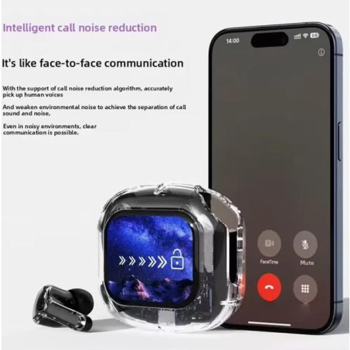 AirMaximo – Fehér vezeték nélküli fülhallgató, kijelzős töltőtokkal