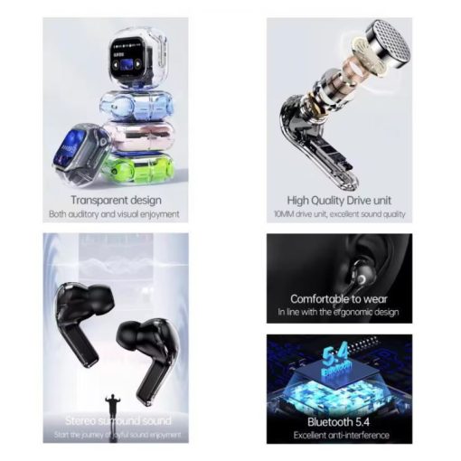 AirMaximo – Fehér vezeték nélküli fülhallgató, kijelzős töltőtokkal