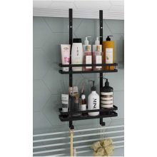 Fúrás Nélküli Helytakarékos Zuhanypolc – 2 Kosárral és Törölközőtartóval