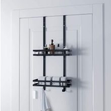 Fúrás Nélküli Helytakarékos Zuhanypolc – 2 Kosárral és Törölközőtartóval