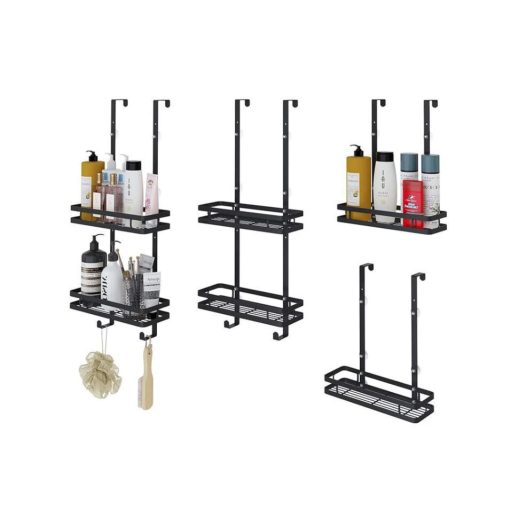 Fúrás Nélküli Helytakarékos Zuhanypolc – 2 Kosárral és Törölközőtartóval