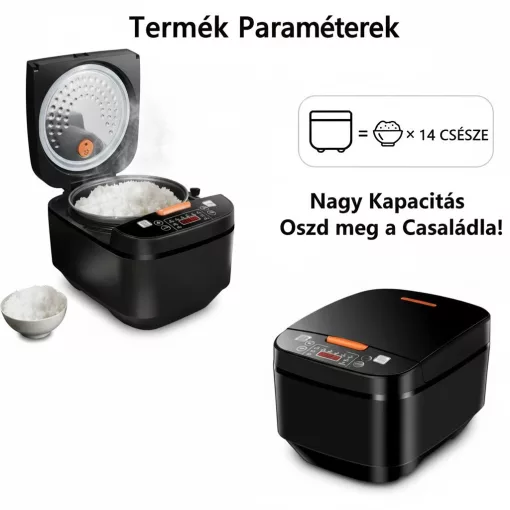 5 Literes Többfunkciós Rizsfőző és Multicooker – 10 főzési programmal, időzítővel, tapadásmentes belső edénnyel