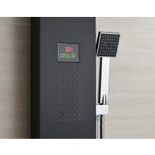 Modern falra szerelhető hidromasszázs zuhanyrendszer - vízhőmérséklet-kijelzővel - fekete