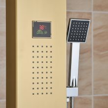 Modern falra szerelhető hidromasszázs zuhanyrendszer - vízhőmérséklet-kijelzővel - arany