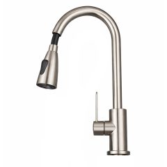   Rozsdamentes acél kihúzható mosogatótálcás csaptelep háztartási konyhába, teleszkópos mosogatócsap hideg-meleg vízhez, fröccsenésgátló kivitel