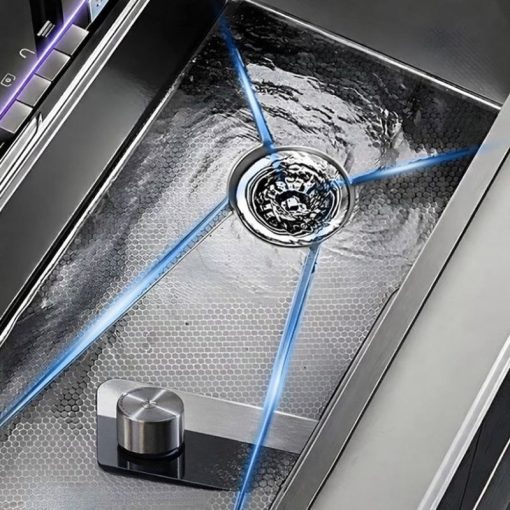 Prémium digitális kijelzős multifunkciós konyhai mosogató 68x45 cm - Beépített poháröblítővel, 360°-ban forgatható, kihúzható csaptelep vízesés funkcióval