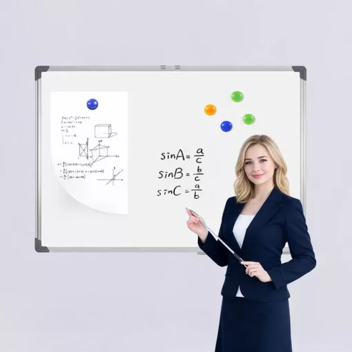 Kétoldalú mágneses fehértábla – falra akasztható, letörölhető írótábla otthonra, irodába és oktatáshoz, 90x120 cm