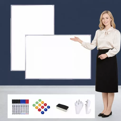 Kétoldalú mágneses fehértábla – falra akasztható, letörölhető írótábla otthonra, irodába és oktatáshoz, 100x150 cm