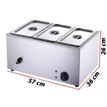 Elektromos ételmelegítő – 3 rekeszes, rozsdamentes acél