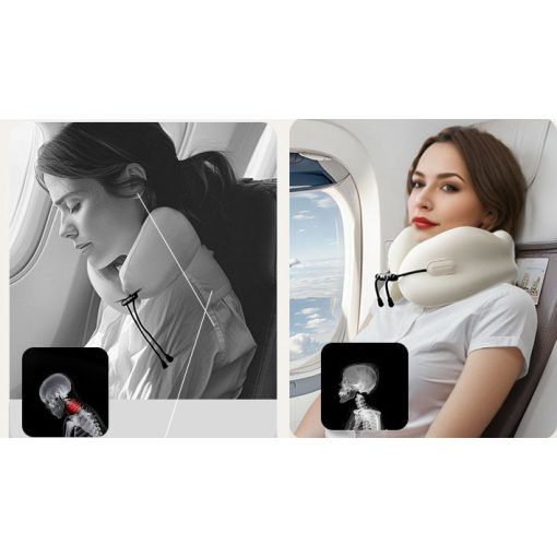 AirDream memóriahabos U-alakú utazópárna – összecsukható nyaktámasz repülőre és irodai pihenéshez - 23*23*12cm