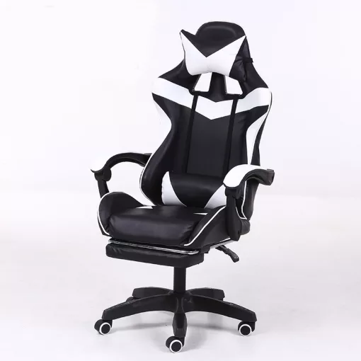 Racing Pro X Gamer szék lábtartóval, fehér-fekete
