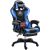Masszázs funkciós gamer szék, lábtartóval - kék
