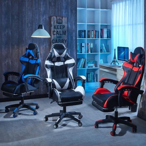 Racing Pro X Gamer szék lábtartóval, kék-fekete