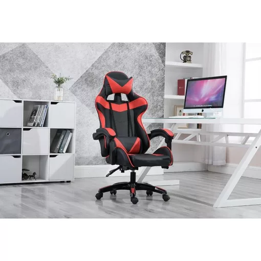 Racing Pro X Gamer szék lábtartóval, piros-fekete