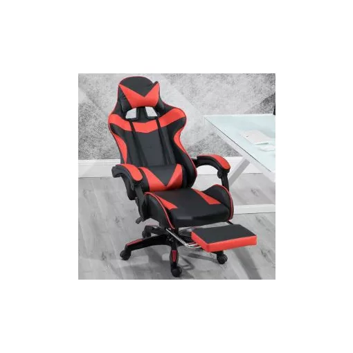 Racing Pro X Gamer szék lábtartóval, piros-fekete