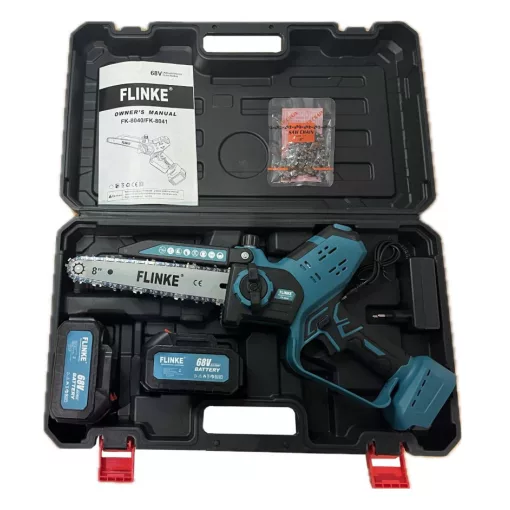 Flinke FK-8040 elektromos láncfűrész 2 DB 68V akkumulátorral, olajzással és LCD kijelzővel