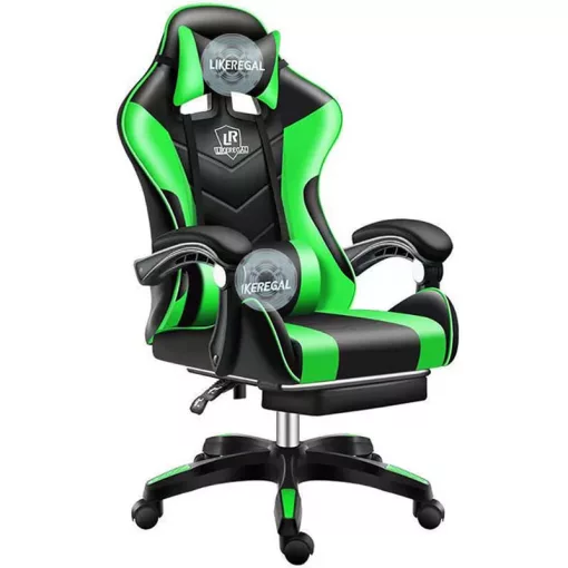 Likeregal 920 gamer szék lábtartóval zöld masszázs funkcióval