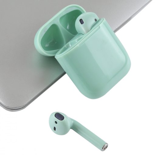 I7S páros bluetooth headset töltő tokkal -zöld-