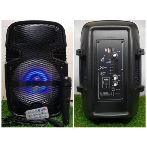 Hordozható akkus BT hangfal, LED hangulatfény - Mikrofonnal +távirányítóval!