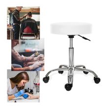Gurulós forgószék állítható magassággal, Fehér- Kozmetikába,fodrászatba,otthonra sminkeléshez vagy irodába? Igen!
