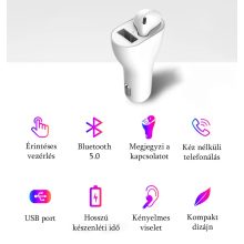 2in1 Bluetooth headset szivargyújtós töltővel és USB porttal