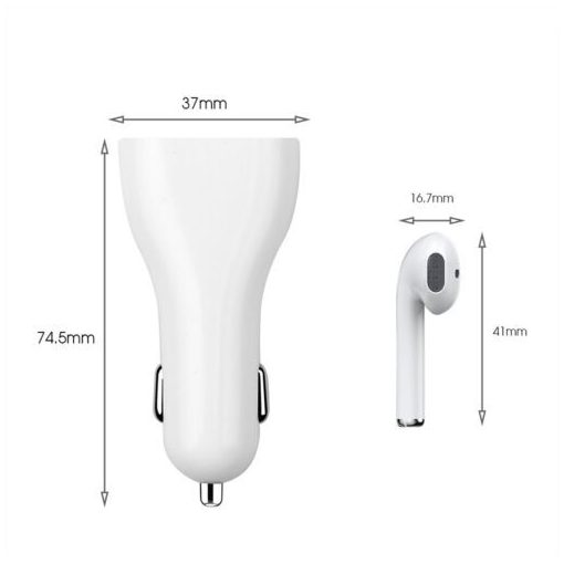 2in1 Bluetooth headset szivargyújtós töltővel és USB porttal