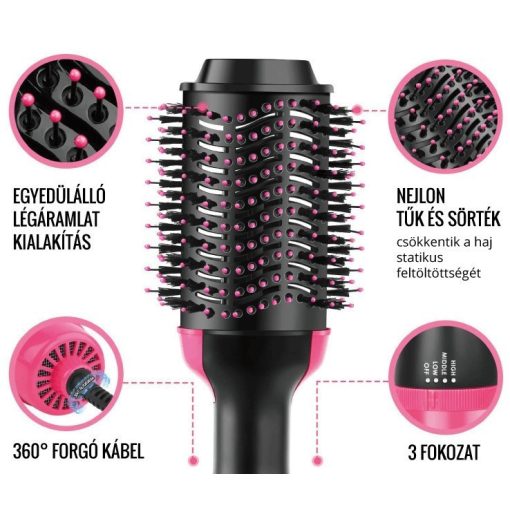 2 in 1 360 fokos hajszárító és formázó