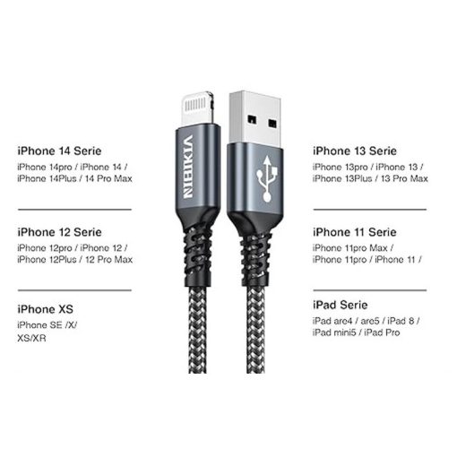 NIBIKIA iPhone töltőkábel csomag - 3 db