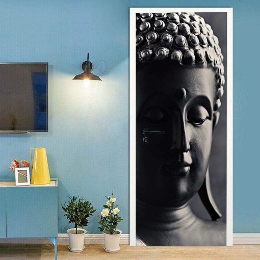 VIRANDA 3D Öntapadós Ajtómatrica – Buddha (77 × 200 cm) – PVC, Vízhatlan, Dekoráció