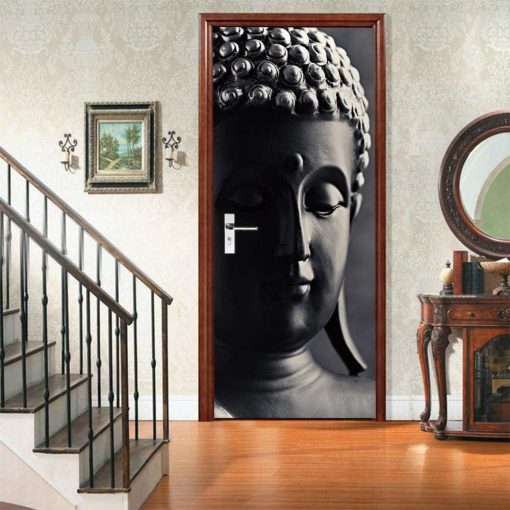 VIRANDA 3D Öntapadós Ajtómatrica – Buddha (77 × 200 cm) – PVC, Vízhatlan, Dekoráció