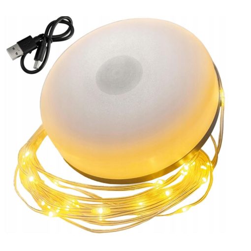 Akkumulátoros LED-es kempinglámpa 10m-es beépített ledszalaggal – Meleg fényű, IPX4 vízállósággal